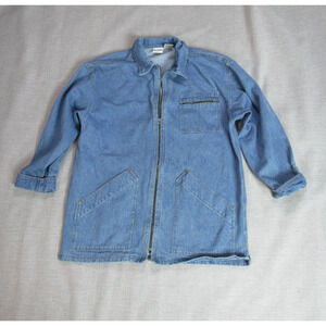 Vintage Twenty Two Jacket Womens Size Large Denim Full Zip Long Sleeve Retro 80s